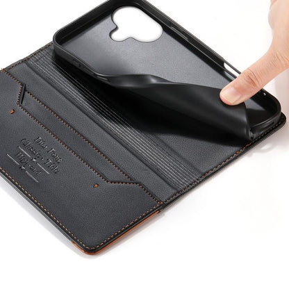 Dierfeng Splicing Strong Magnetic RFID Vegan Leather Phone Case, For iPhone 16, For iPhone 15 Pro Max, For iPhone 15 Pro, For iPhone 15 Plus