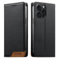 Dierfeng Splicing Strong Magnetic RFID Vegan Leather Phone Case, For iPhone 16, For iPhone 15 Pro Max, For iPhone 15 Pro, For iPhone 15 Plus