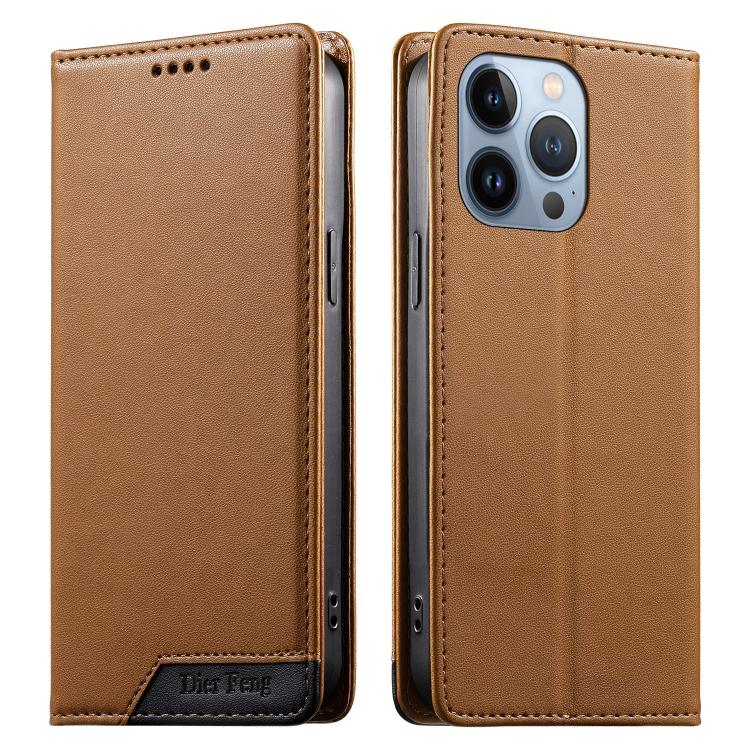 Dierfeng Splicing Strong Magnetic RFID Vegan Leather Phone Case, For iPhone 14 Pro Max, For iPhone SE 2022 / SE 2020 / 8 / 7, For iPhone 13 Pro Max, For iPhone 13 Pro