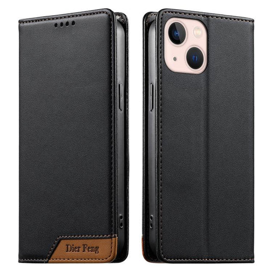 Dierfeng Splicing Strong Magnetic RFID Vegan Leather Phone Case, For iPhone 13 mini, For iPhone 12 / 12 Pro, For iPhone 12 Pro Max, For iPhone 12 mini