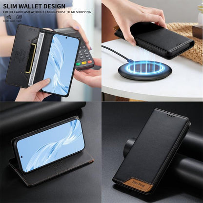 Dierfeng Splicing Strong Magnetic RFID Vegan Leather Phone Case, For iPhone 13 mini, For iPhone 12 / 12 Pro, For iPhone 12 Pro Max, For iPhone 12 mini