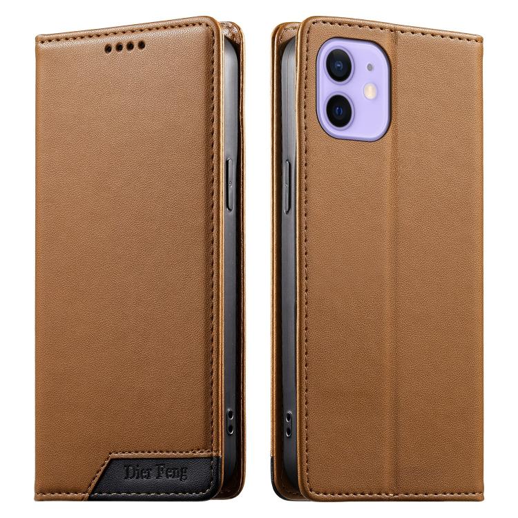 Dierfeng Splicing Strong Magnetic RFID Vegan Leather Phone Case, For iPhone 13 mini, For iPhone 12 / 12 Pro, For iPhone 12 Pro Max, For iPhone 12 mini