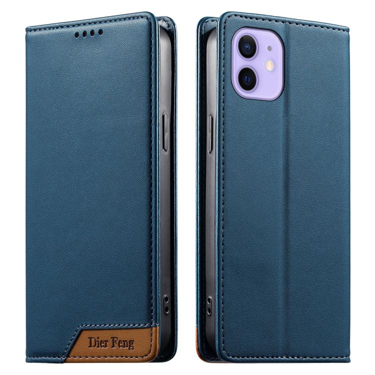 Dierfeng Splicing Strong Magnetic RFID Vegan Leather Phone Case, For iPhone 13 mini, For iPhone 12 / 12 Pro, For iPhone 12 Pro Max, For iPhone 12 mini