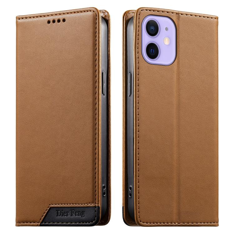Dierfeng Splicing Strong Magnetic RFID Vegan Leather Phone Case, For iPhone 13 mini, For iPhone 12 / 12 Pro, For iPhone 12 Pro Max, For iPhone 12 mini