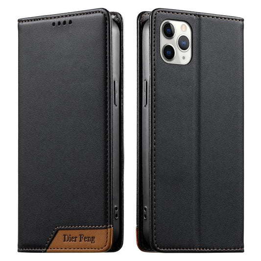 Dierfeng Splicing Strong Magnetic RFID Vegan Leather Phone Case, For iPhone 11 Pro Max, For iPhone 11, For iPhone 11 Pro, For iPhone X / XS