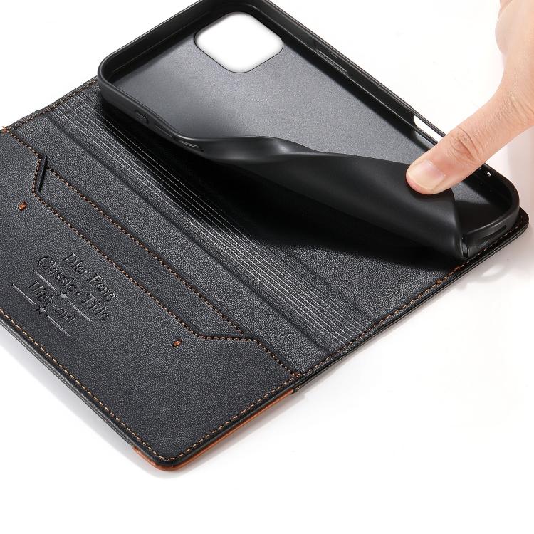 Dierfeng Splicing Strong Magnetic RFID Vegan Leather Phone Case, For iPhone 11 Pro Max, For iPhone 11, For iPhone 11 Pro, For iPhone X / XS