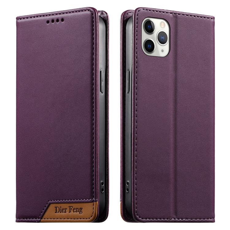 Dierfeng Splicing Strong Magnetic RFID Vegan Leather Phone Case, For iPhone 11 Pro Max, For iPhone 11, For iPhone 11 Pro, For iPhone X / XS