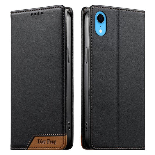 Dierfeng Splicing Strong Magnetic RFID Vegan Leather Phone Case, For iPhone XR, For iPhone XS Max, For iPhone 8 Plus / 7 Plus