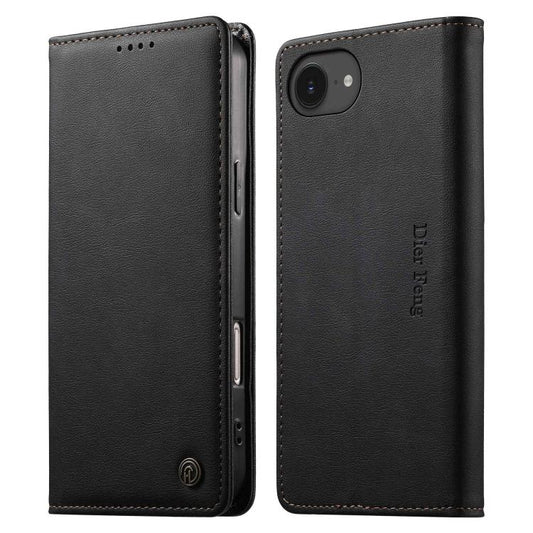 Dierfeng Metal Snap Magnetic RFID Vegan Leather Phone Case, For iPhone 17e / 16e, For iPhone 18 Pro Max / 17 Pro Max, For iPhone 18 Pro / 17 Pro, For iPhone 17