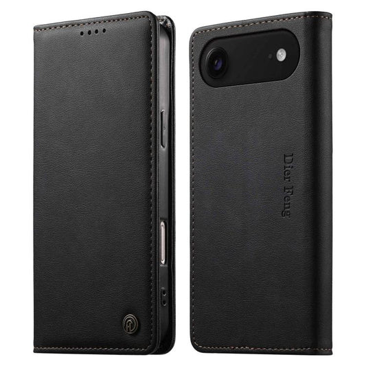 Dierfeng Metal Snap Magnetic RFID Vegan Leather Phone Case, For iPhone Air, For iPhone 16 Pro Max, For iPhone 16 Pro, For iPhone 16 Plus