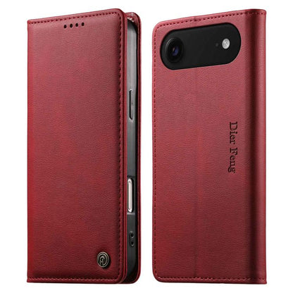 Dierfeng Metal Snap Magnetic RFID Vegan Leather Phone Case, For iPhone Air, For iPhone 16 Pro Max, For iPhone 16 Pro, For iPhone 16 Plus