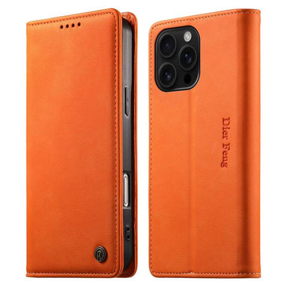 Dierfeng Metal Snap Magnetic RFID Vegan Leather Phone Case, For iPhone Air, For iPhone 16 Pro Max, For iPhone 16 Pro, For iPhone 16 Plus