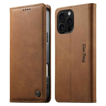 Dierfeng Metal Snap Magnetic RFID Vegan Leather Phone Case, For iPhone Air, For iPhone 16 Pro Max, For iPhone 16 Pro, For iPhone 16 Plus