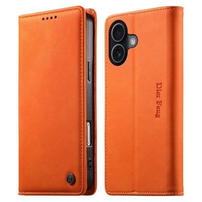 Dierfeng Metal Snap Magnetic RFID Vegan Leather Phone Case, For iPhone Air, For iPhone 16 Pro Max, For iPhone 16 Pro, For iPhone 16 Plus