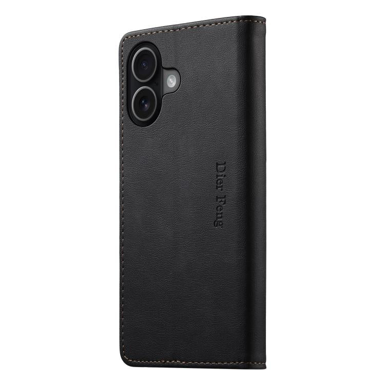 Dierfeng Metal Snap Magnetic RFID Vegan Leather Phone Case, For iPhone 16, For iPhone 15 Pro Max, For iPhone 15 Pro, For iPhone 15 Plus