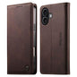 Dierfeng Metal Snap Magnetic RFID Vegan Leather Phone Case, For iPhone 16, For iPhone 15 Pro Max, For iPhone 15 Pro, For iPhone 15 Plus
