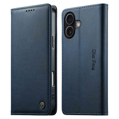 Dierfeng Metal Snap Magnetic RFID Vegan Leather Phone Case, For iPhone 16, For iPhone 15 Pro Max, For iPhone 15 Pro, For iPhone 15 Plus
