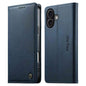 Dierfeng Metal Snap Magnetic RFID Vegan Leather Phone Case, For iPhone 16, For iPhone 15 Pro Max, For iPhone 15 Pro, For iPhone 15 Plus