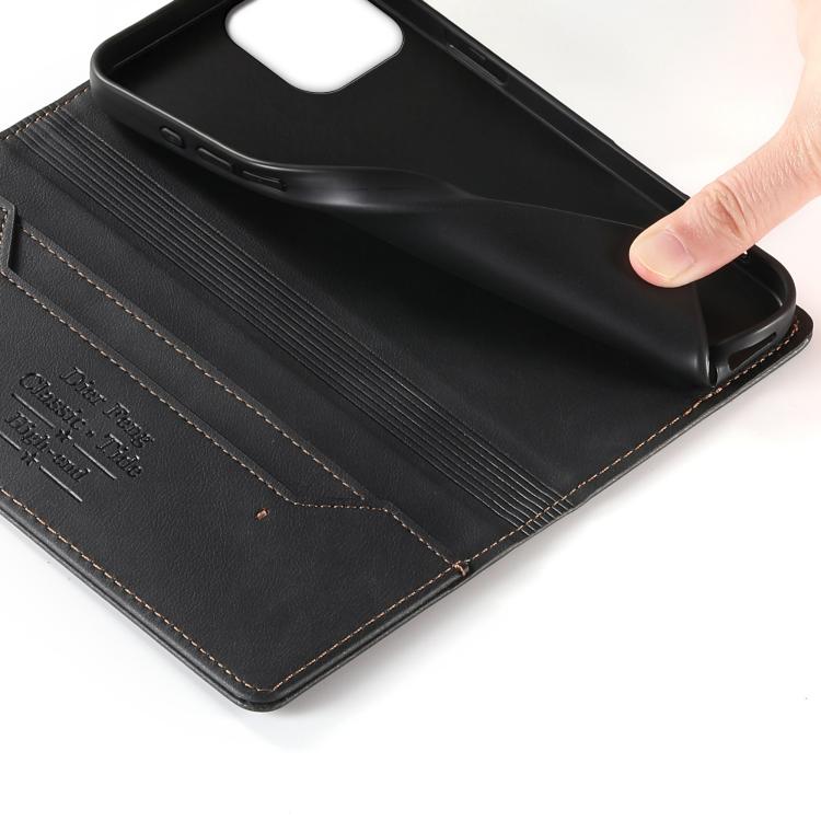 Dierfeng Metal Snap Magnetic RFID Vegan Leather Phone Case, For iPhone 13 mini, For iPhone 12 / 12 Pro, For iPhone 12 Pro Max, For iPhone 12 mini