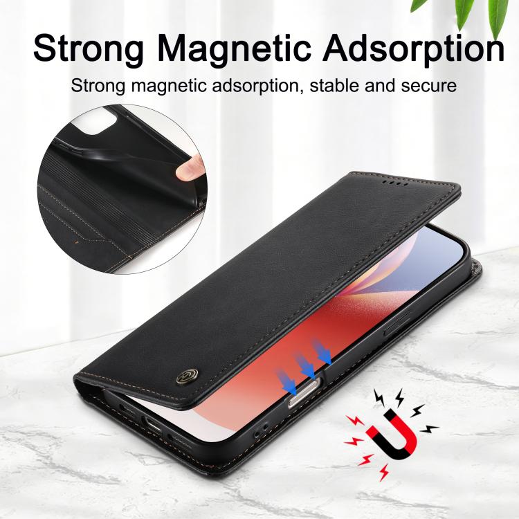 Dierfeng Metal Snap Magnetic RFID Vegan Leather Phone Case, For iPhone 13 mini, For iPhone 12 / 12 Pro, For iPhone 12 Pro Max, For iPhone 12 mini