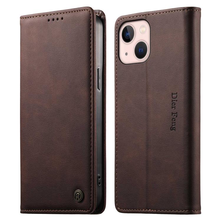 Dierfeng Metal Snap Magnetic RFID Vegan Leather Phone Case, For iPhone 13 mini, For iPhone 12 / 12 Pro, For iPhone 12 Pro Max, For iPhone 12 mini