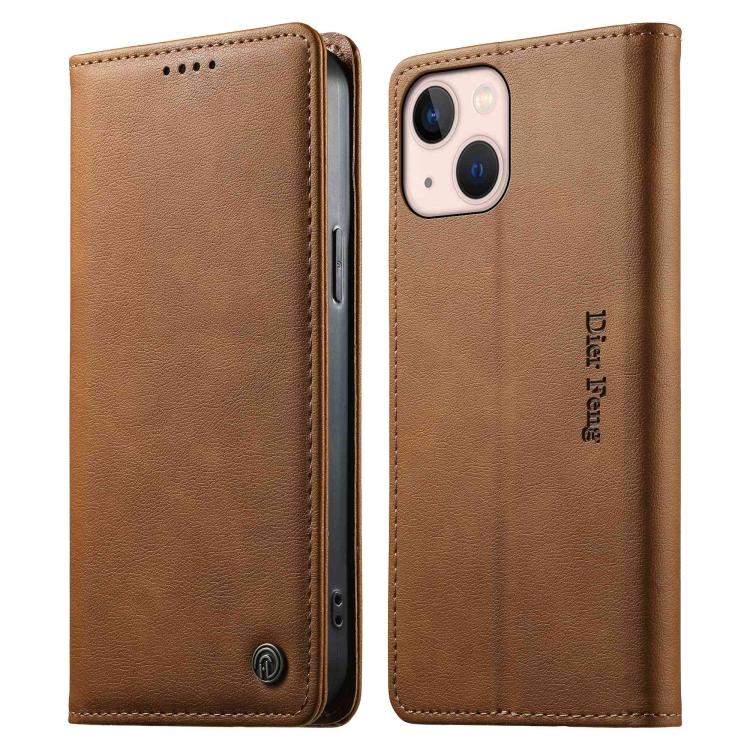 Dierfeng Metal Snap Magnetic RFID Vegan Leather Phone Case, For iPhone 13 mini, For iPhone 12 / 12 Pro, For iPhone 12 Pro Max, For iPhone 12 mini