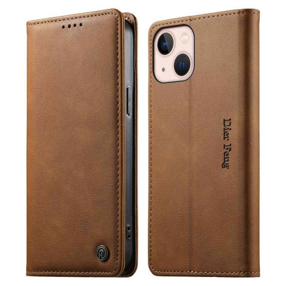 Dierfeng Metal Snap Magnetic RFID Vegan Leather Phone Case, For iPhone 13 mini, For iPhone 12 / 12 Pro, For iPhone 12 Pro Max, For iPhone 12 mini