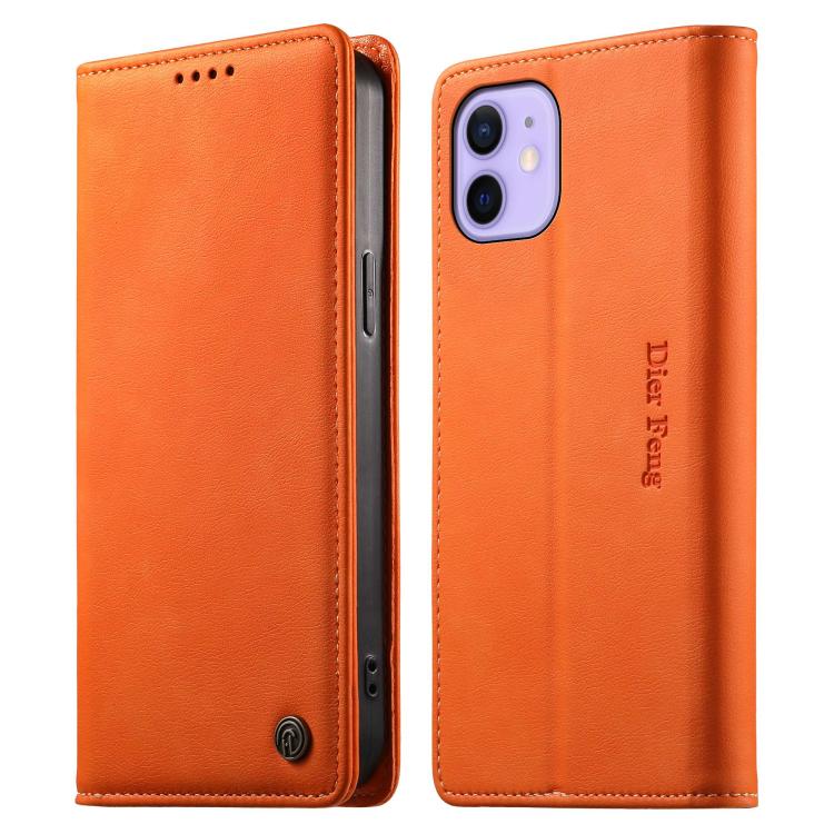 Dierfeng Metal Snap Magnetic RFID Vegan Leather Phone Case, For iPhone 13 mini, For iPhone 12 / 12 Pro, For iPhone 12 Pro Max, For iPhone 12 mini
