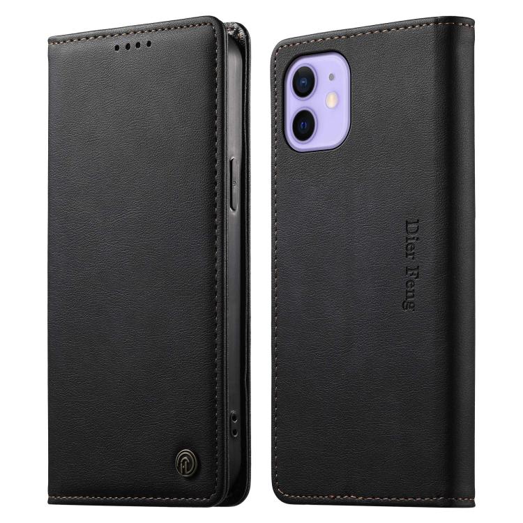 Dierfeng Metal Snap Magnetic RFID Vegan Leather Phone Case, For iPhone 13 mini, For iPhone 12 / 12 Pro, For iPhone 12 Pro Max, For iPhone 12 mini