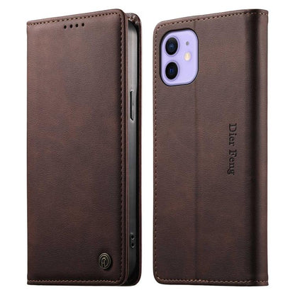 Dierfeng Metal Snap Magnetic RFID Vegan Leather Phone Case, For iPhone 13 mini, For iPhone 12 / 12 Pro, For iPhone 12 Pro Max, For iPhone 12 mini