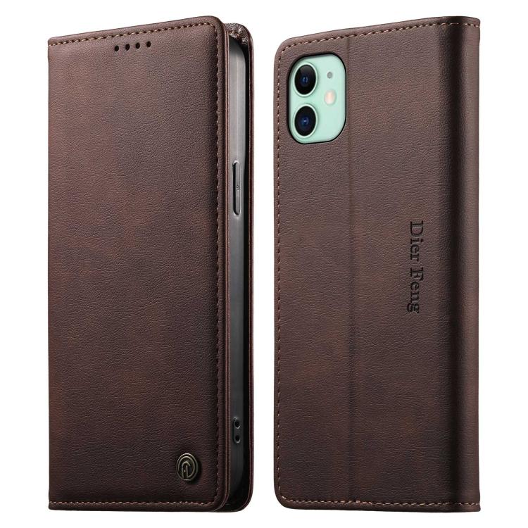Dierfeng Metal Snap Magnetic RFID Vegan Leather Phone Case, For iPhone 11 Pro Max, For iPhone 11, For iPhone 11 Pro, For iPhone X / XS