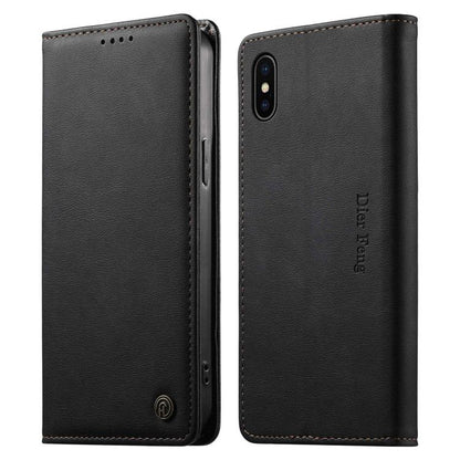 Dierfeng Metal Snap Magnetic RFID Vegan Leather Phone Case, For iPhone 11 Pro Max, For iPhone 11, For iPhone 11 Pro, For iPhone X / XS