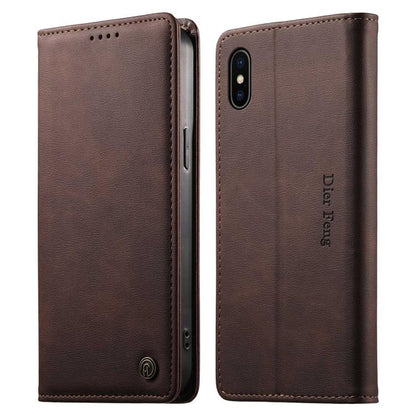 Dierfeng Metal Snap Magnetic RFID Vegan Leather Phone Case, For iPhone 11 Pro Max, For iPhone 11, For iPhone 11 Pro, For iPhone X / XS