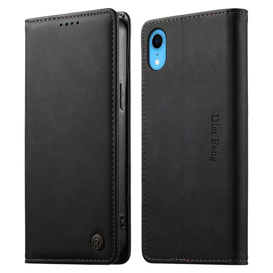 Dierfeng Metal Snap Magnetic RFID Vegan Leather Phone Case, For iPhone XR, For iPhone XS Max, For iPhone 8 Plus / 7 Plus