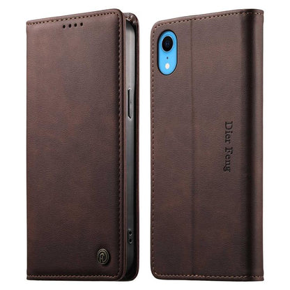 Dierfeng Metal Snap Magnetic RFID Vegan Leather Phone Case, For iPhone XR, For iPhone XS Max, For iPhone 8 Plus / 7 Plus