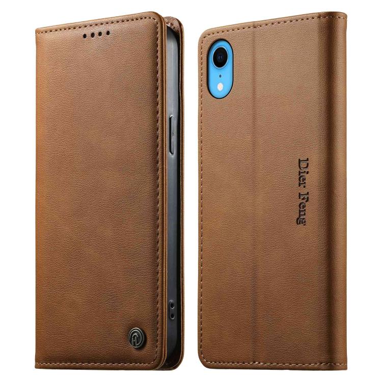 Dierfeng Metal Snap Magnetic RFID Vegan Leather Phone Case, For iPhone XR, For iPhone XS Max, For iPhone 8 Plus / 7 Plus