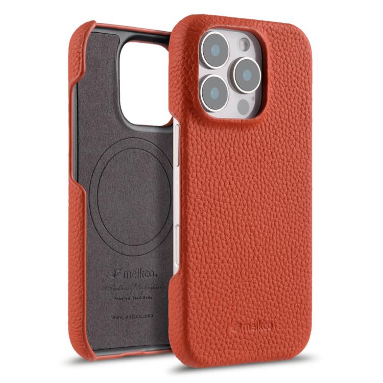 melkco Litchi Texture Magnetic Half Coverage Genuine Leather Phone Case, For iPhone Air, For iPhone 16 Pro Max, For iPhone 16 Pro