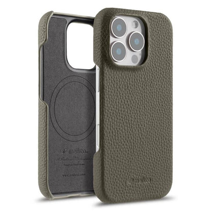 melkco Litchi Texture Magnetic Half Coverage Genuine Leather Phone Case, For iPhone Air, For iPhone 16 Pro Max, For iPhone 16 Pro