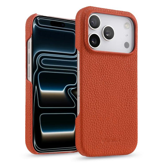 melkco Litchi Texture Magnetic Half Coverage Genuine Leather Phone Case, For iPhone 17 Pro Max, For iPhone 17 Pro, For iPhone 17