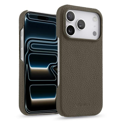melkco Litchi Texture Magnetic Half Coverage Genuine Leather Phone Case, For iPhone 17 Pro Max, For iPhone 17 Pro, For iPhone 17