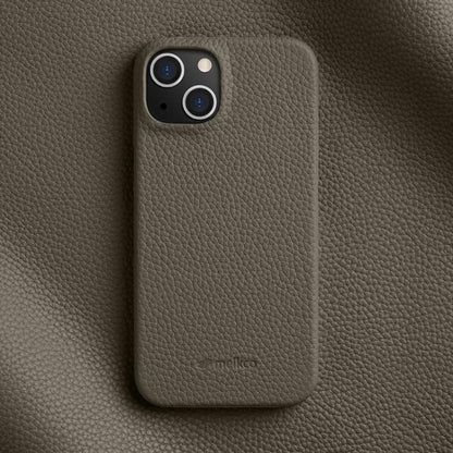 melkco Litchi Texture Magnetic Half Coverage Genuine Leather Phone Case, For iPhone 15, For iPhone 14, For iPhone 14 Pro