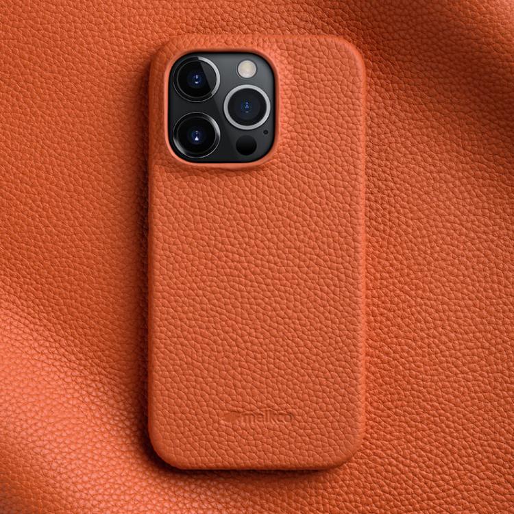 melkco Litchi Texture Magnetic Half Coverage Genuine Leather Phone Case, For iPhone 15, For iPhone 14, For iPhone 14 Pro