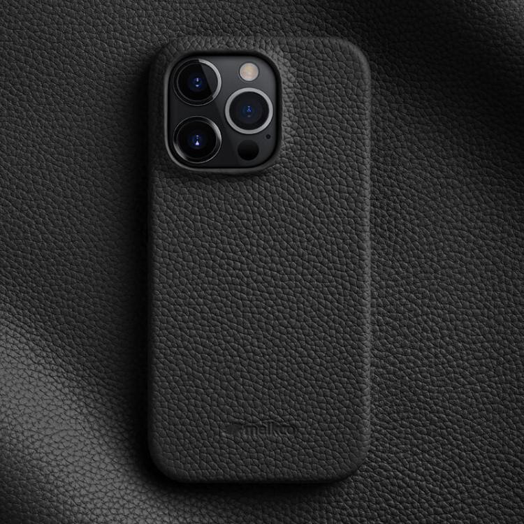 melkco Litchi Texture Magnetic Half Coverage Genuine Leather Phone Case, For iPhone 14 Pro Max