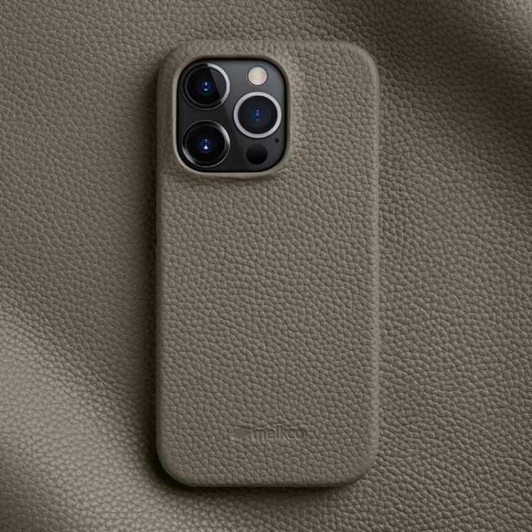 melkco Litchi Texture Magnetic Half Coverage Genuine Leather Phone Case, For iPhone 14 Pro Max