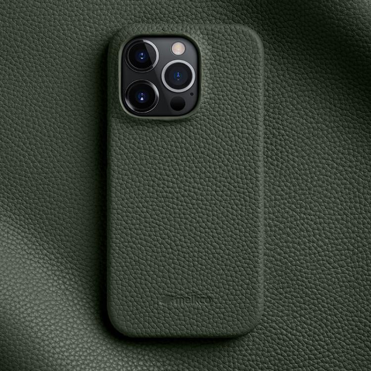 melkco Litchi Texture Magnetic Half Coverage Genuine Leather Phone Case, For iPhone 14 Pro Max