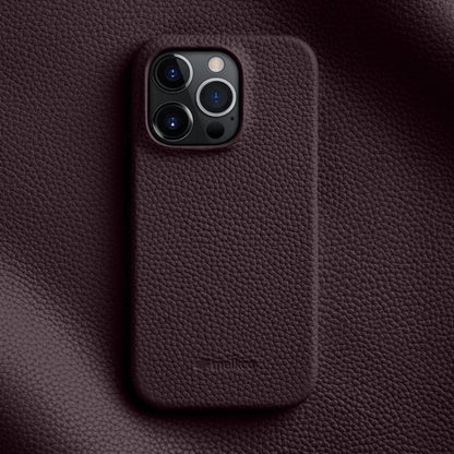 melkco Litchi Texture Magnetic Half Coverage Genuine Leather Phone Case, For iPhone 14 Pro Max