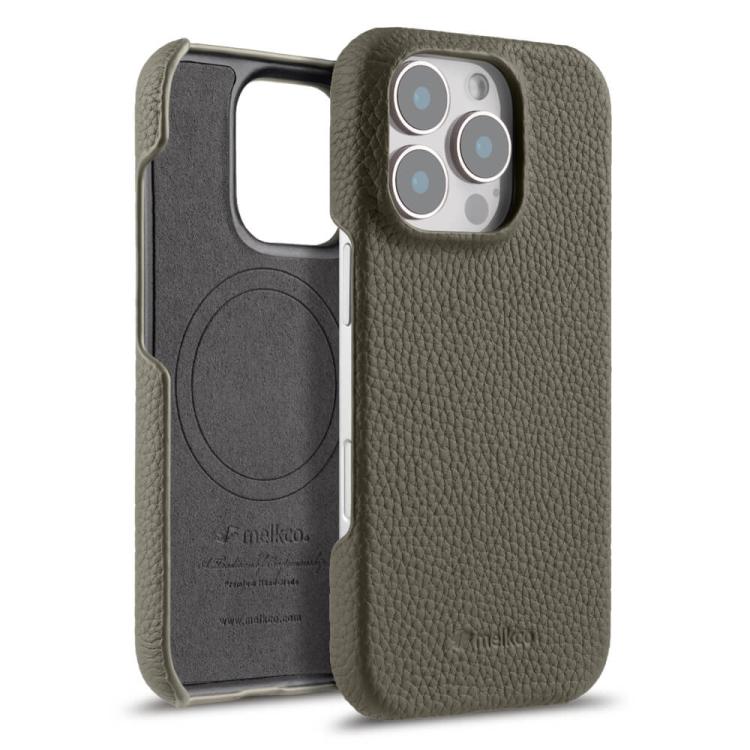 melkco Litchi Texture Magnetic Half Coverage Genuine Leather Phone Case, For iPhone Air, For iPhone 16 Pro Max, For iPhone 16 Pro