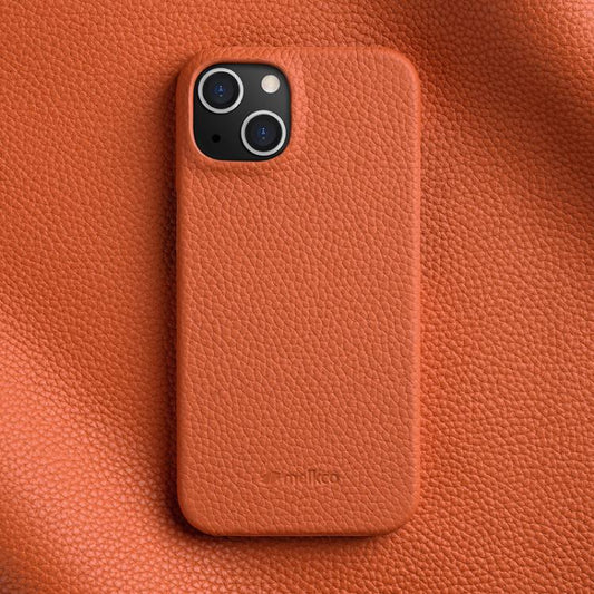 melkco Litchi Texture Magnetic Half Coverage Genuine Leather Phone Case, For iPhone 15, For iPhone 14, For iPhone 14 Pro