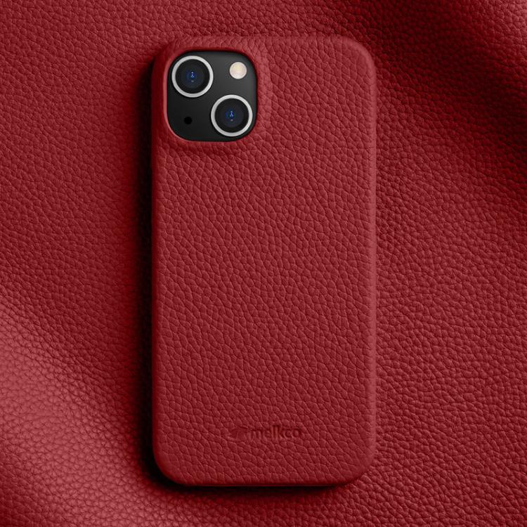 melkco Litchi Texture Magnetic Half Coverage Genuine Leather Phone Case, For iPhone 15, For iPhone 14, For iPhone 14 Pro