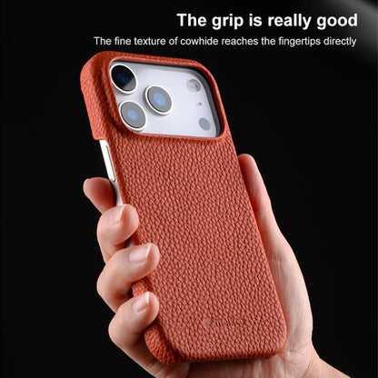 melkco Litchi Texture Magnetic Half Coverage Genuine Leather Phone Case, For iPhone 16, For iPhone 15 Pro Max, For iPhone 15 Pro
